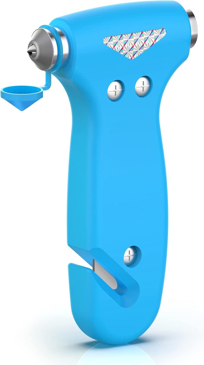 THINKWORK Car Safety Hammer for Teen Boy and Men's Gifts, Blue Three-in-One Emergency Escape Tool with Window Breaker and Seat Belt Cutter, Safety Emergency Car Escape Tool for Family and Children - Image 1