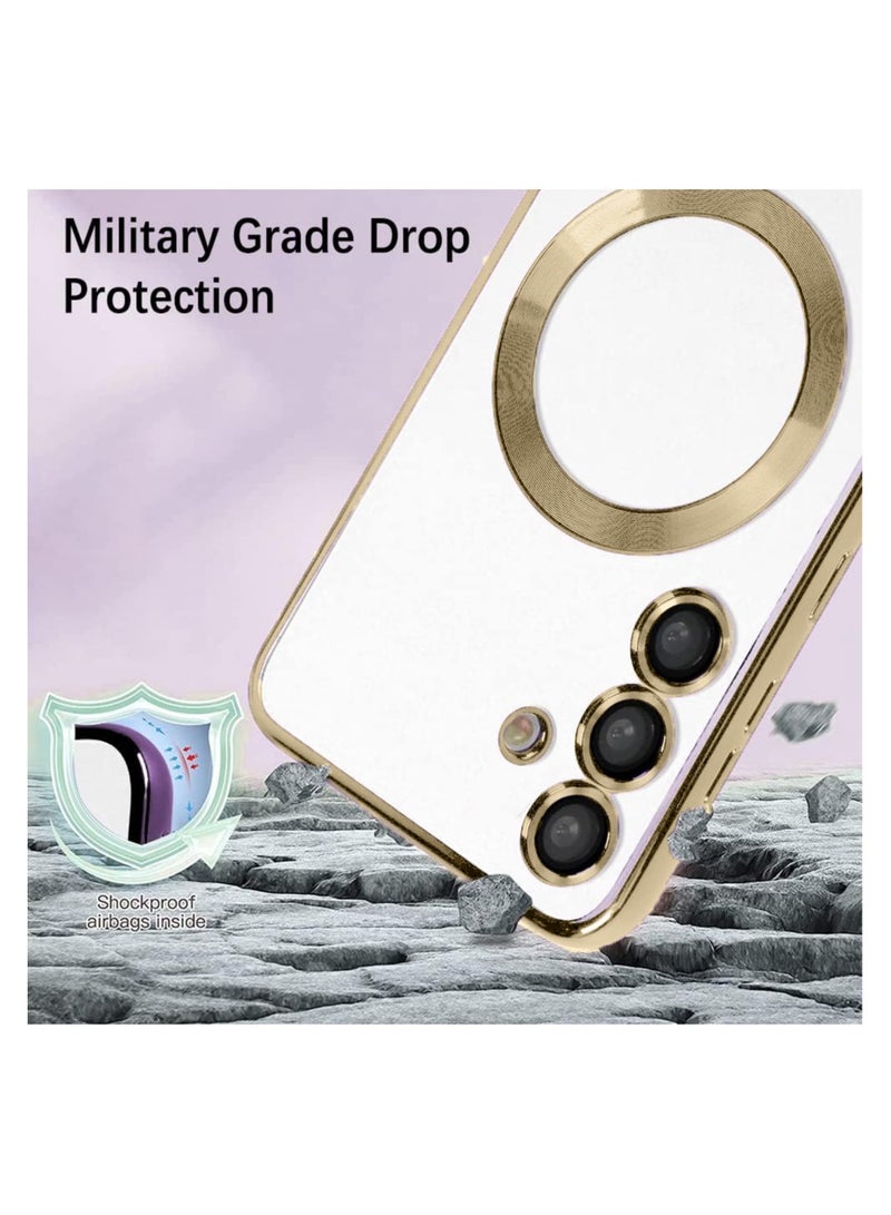 دبليو تيك حافظة ماجسيف شفافة مضادة للصدمات لهاتف سامسونج جالاكسي S24 5G 2024 ذهبي - Image 5