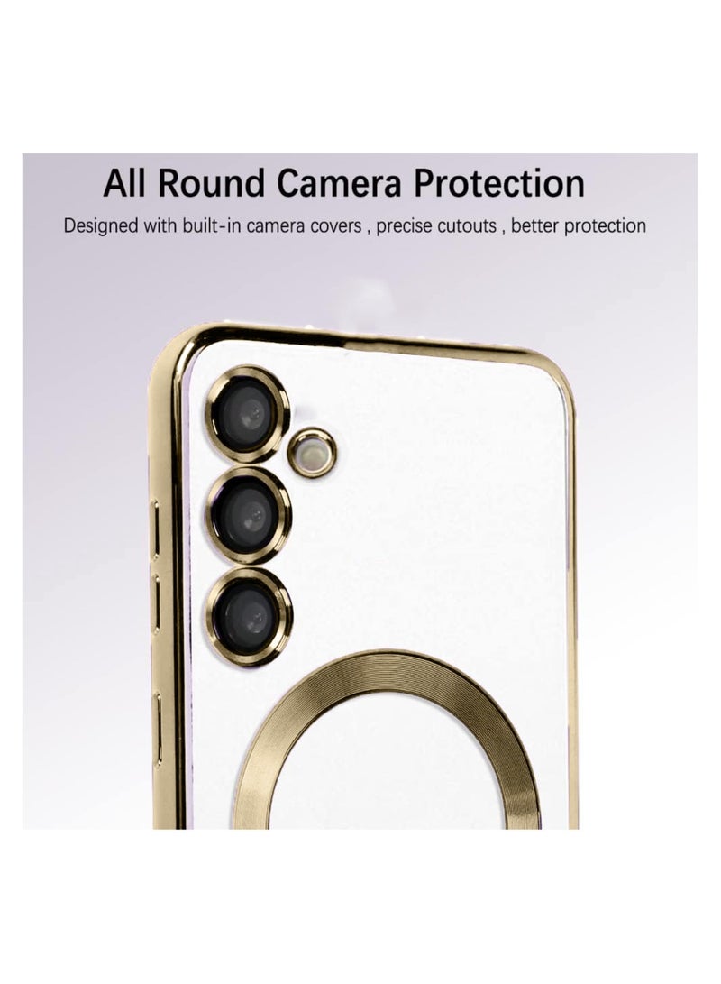 دبليو تيك حافظة ماجسيف شفافة مضادة للصدمات لهاتف سامسونج جالاكسي S24 5G 2024 ذهبي - Image 3