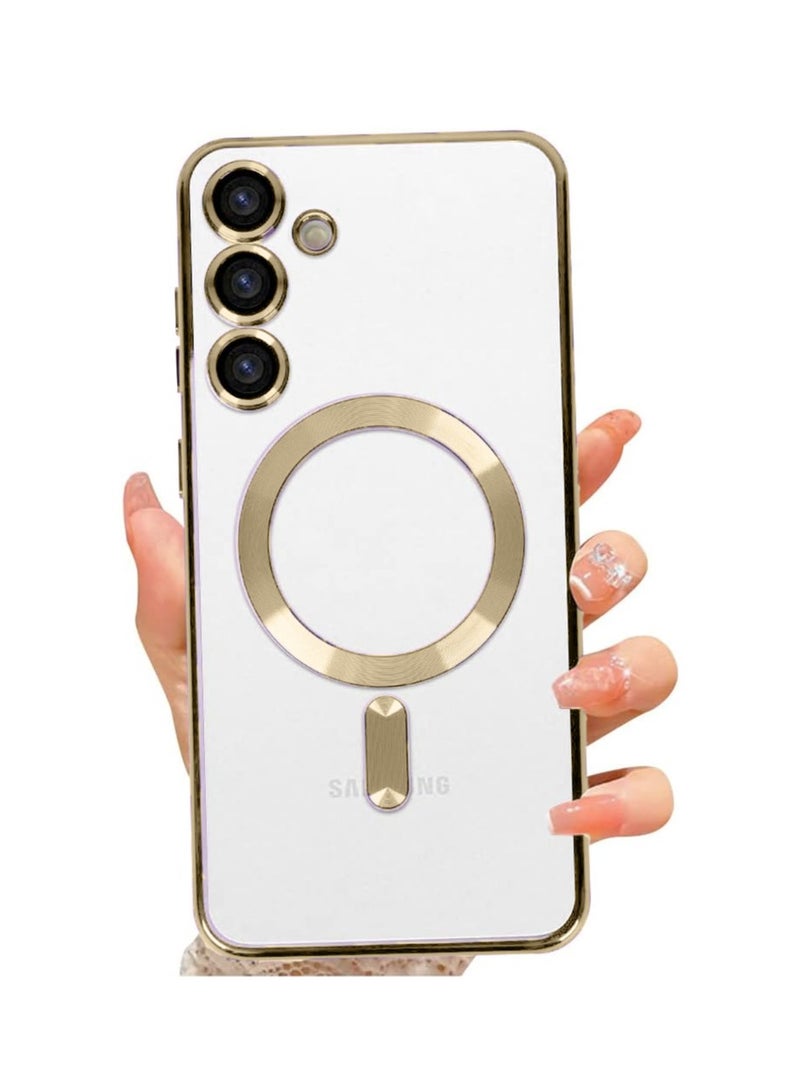 دبليو تيك حافظة ماجسيف شفافة مضادة للصدمات لهاتف سامسونج جالاكسي S24 5G 2024 ذهبي - Image 2