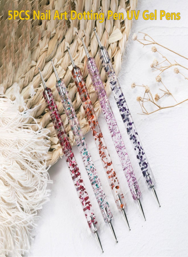 5Pcs/Set Nail Art Dotting Pen UV Gel Painting Acrylic Handle Rhinestones Crystal Pens Salon Decoration Manicure Tools Kit - Image 2