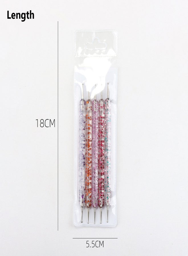 5Pcs/Set Nail Art Dotting Pen UV Gel Painting Acrylic Handle Rhinestones Crystal Pens Salon Decoration Manicure Tools Kit - Image 3