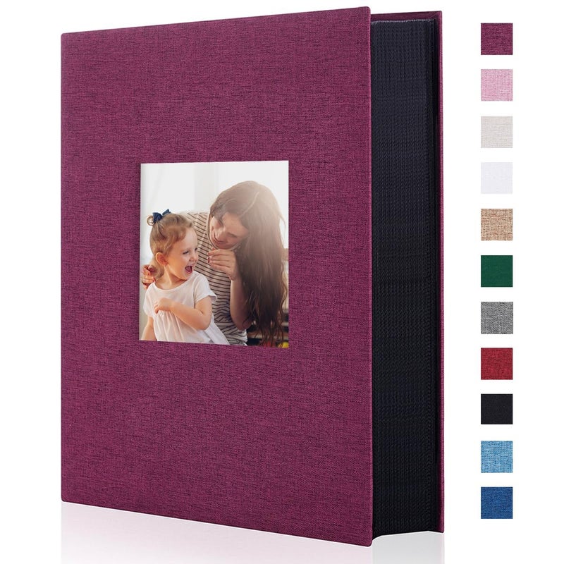 Artmag Fabric Photo Album 4x6 300 Large Capacity for Family Wedding Anniversary Linen Album Holds 300 Horizontal Photos (300 Pockets, Purple) - Image 1
