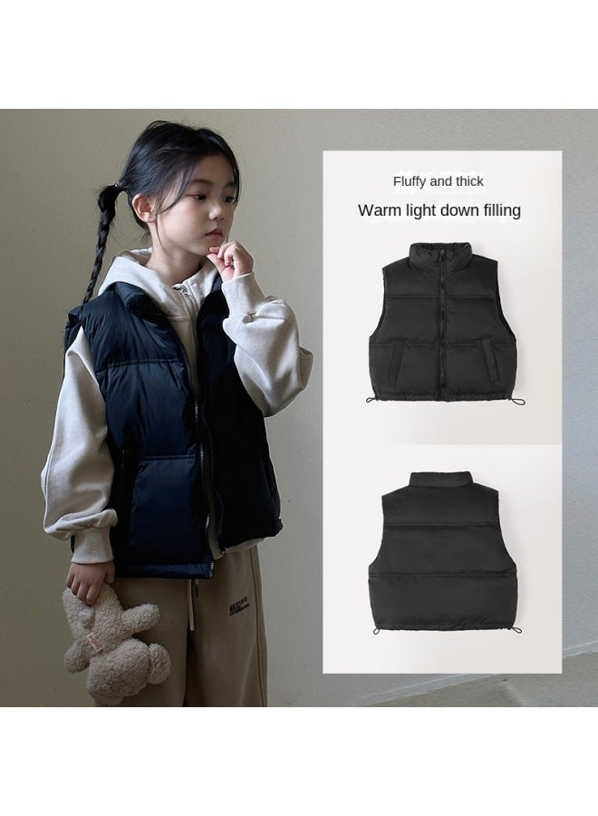 Autumn Winter New Men Women Children Kids Big Kids Vest Warm Down Vest Inner Wear Short Style Versatile