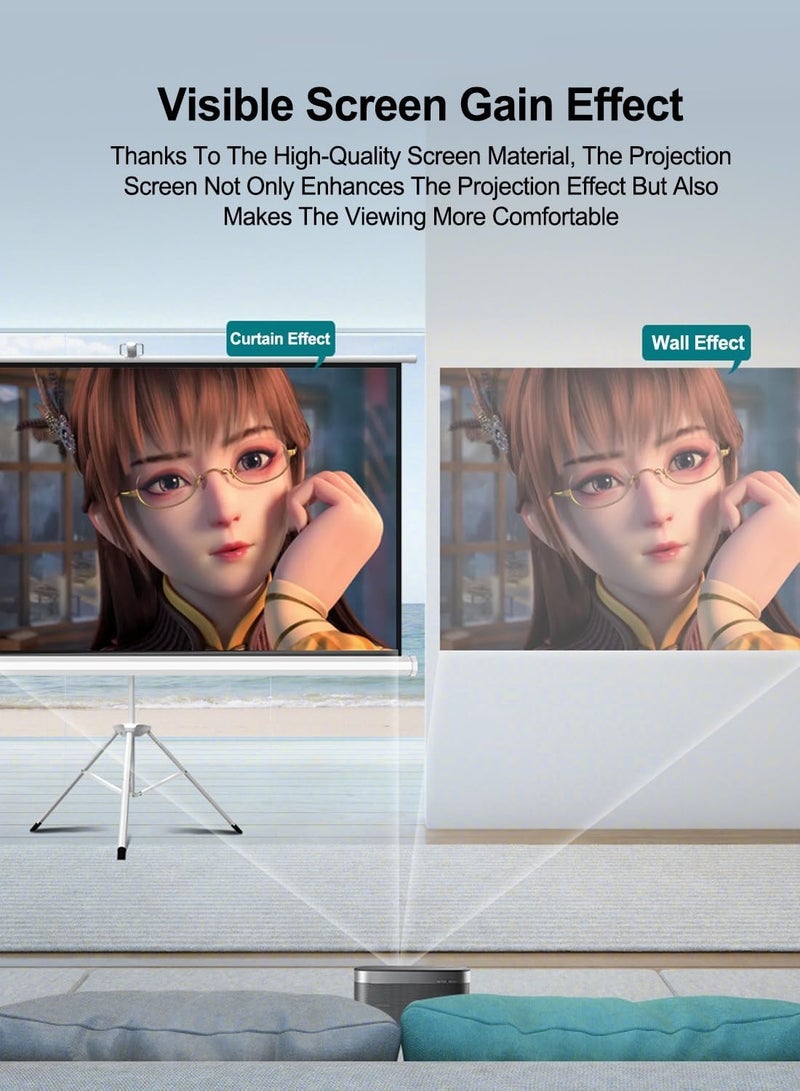 ET-LIFE 72 Inch 16:9 Portable 4K Projector Screen with Tripod Stand - White Fiberglass Projector Screen for Outdoor and Indoor Use - Image 4