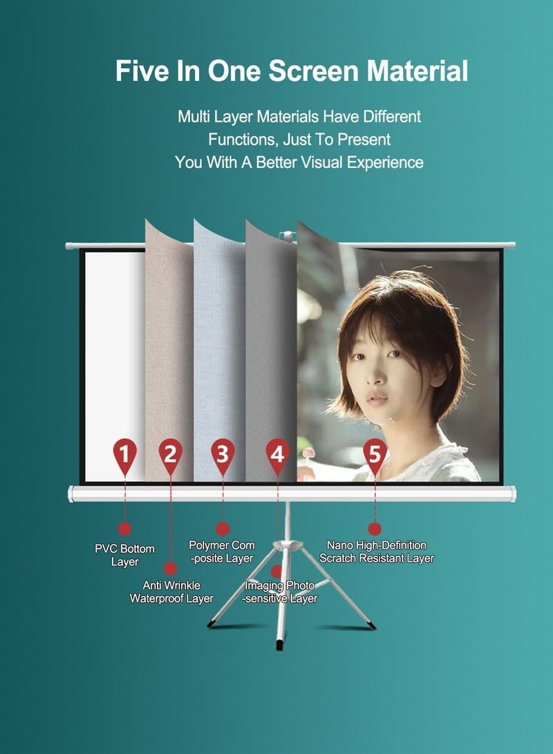 ET-LIFE 72 Inch 16:9 Portable 4K Projector Screen with Tripod Stand - White Fiberglass Projector Screen for Outdoor and Indoor Use - Image 5