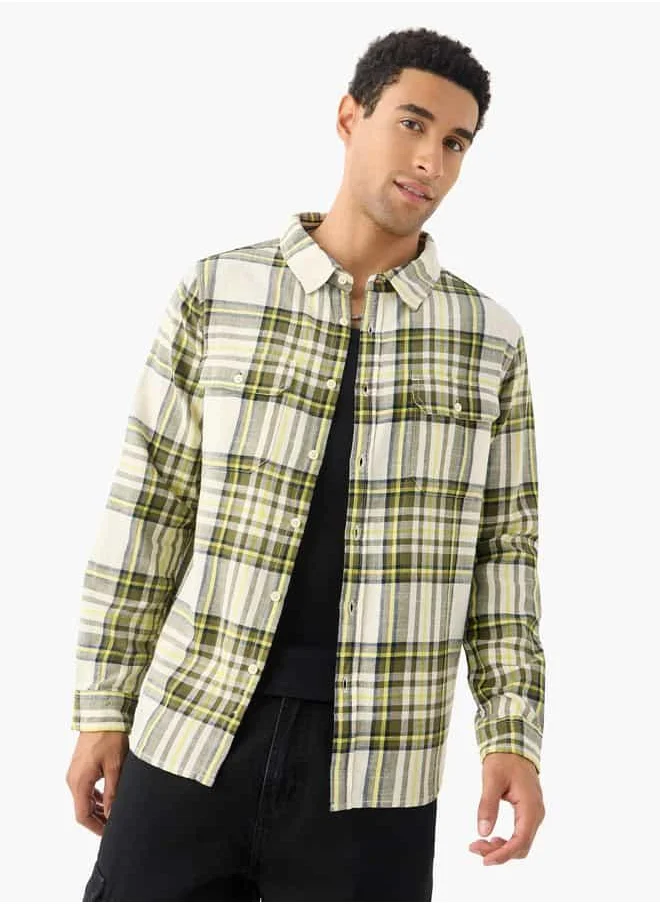 لي كوبر Lee Cooper Checked Shirt with Pockets and Long Sleeves