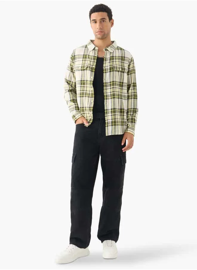 لي كوبر Lee Cooper Checked Shirt with Pockets and Long Sleeves