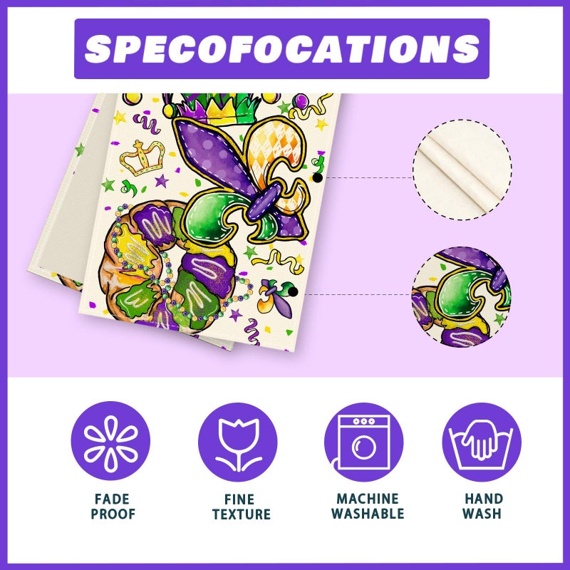 XCHI Doughnuts Iris Fleur De Lis Hat Mardi Gras Table Runner Carnival Table Decoration for Masquerade Party Home Kitchen Dining Holiday Decor 13x72 Inch - Image 5