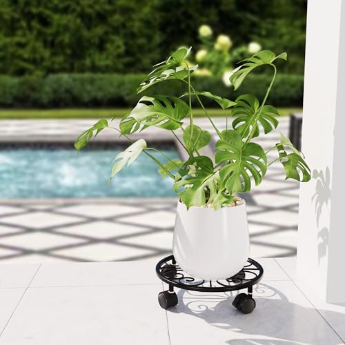 Chinpakden 1024 Plant Stand with Wheels 2 Pack Plant Caddy 360 Rotatable and Lockable Plant Rollers Easy to Move Plant Tray with Casters for Indoor Outdoor Wine Cellar - Image 3
