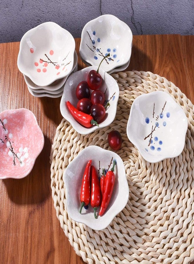 Whitenesser Japanese Style Sauce Dishes Set of 5, Ceramic Dipping Bowls Sauce Cups (Red plum) - Image 3