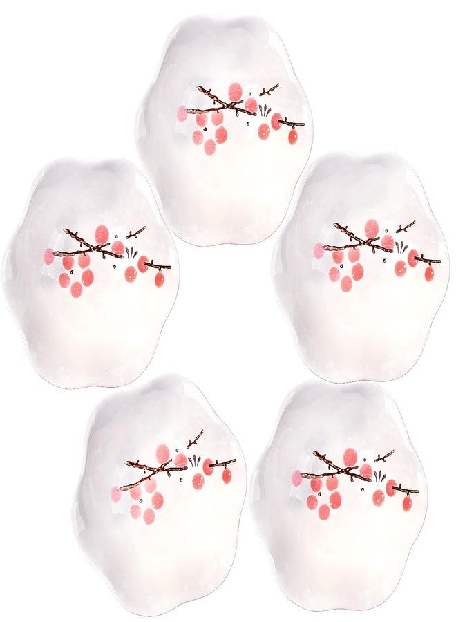 Whitenesser Japanese Style Sauce Dishes Set of 5, Ceramic Dipping Bowls Sauce Cups (Red plum) - Image 1