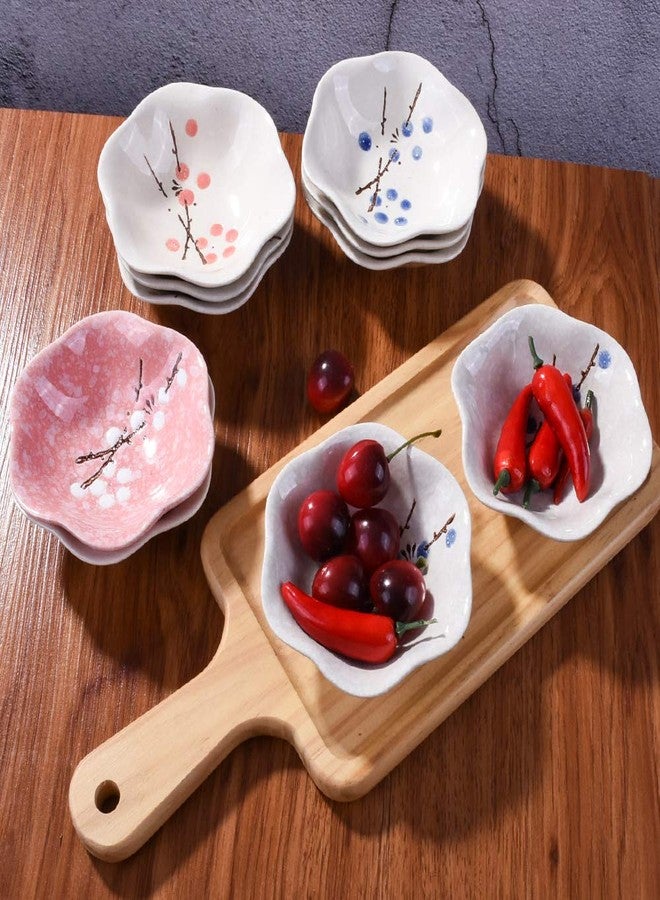 Whitenesser Japanese Style Sauce Dishes Set of 5, Ceramic Dipping Bowls Sauce Cups (Red plum) - Image 4