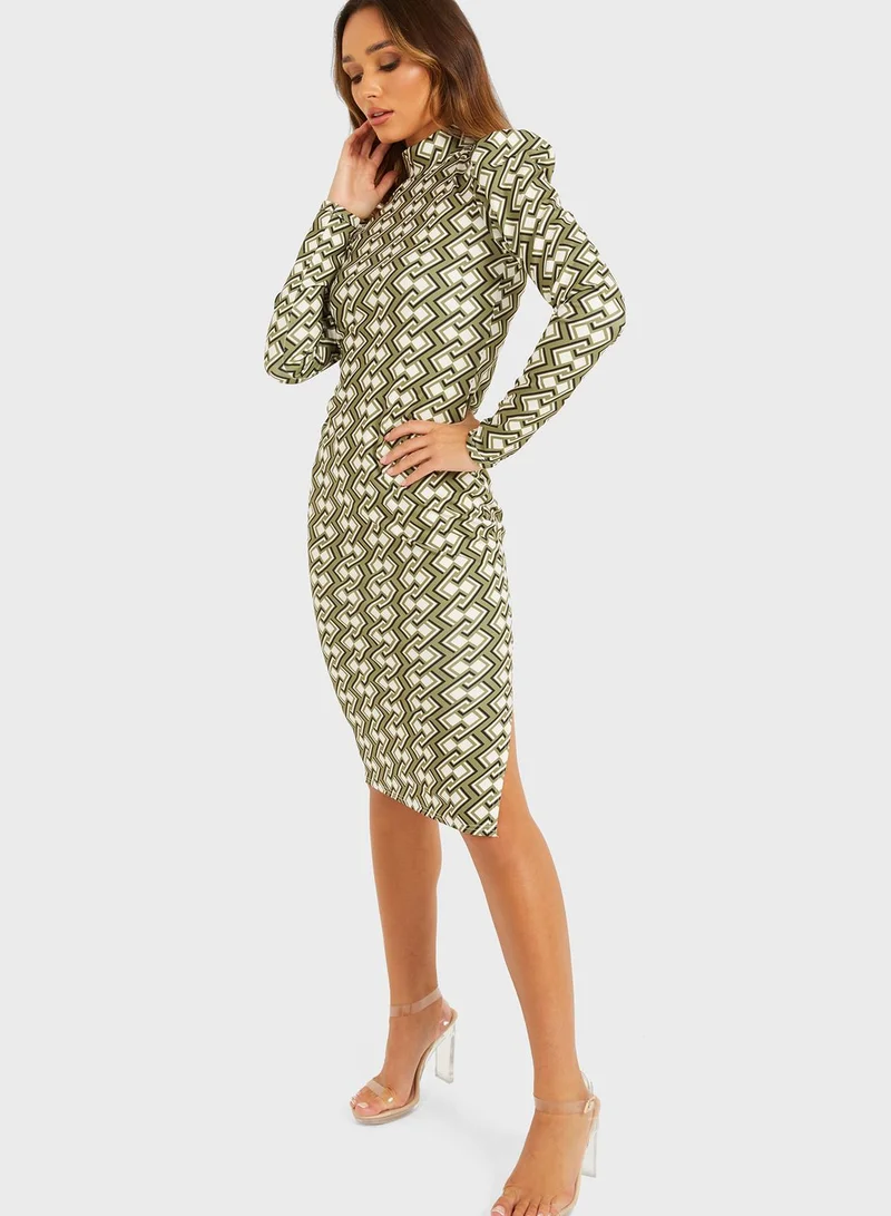 QUIZ Side Slit Wrap Dress