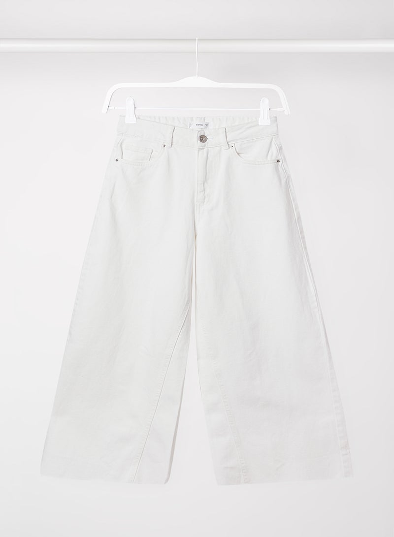 MANGO Girls Frayed Hem Culottes Jeans  - Image 1