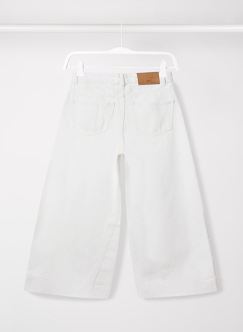 MANGO Girls Frayed Hem Culottes Jeans  - Image 2