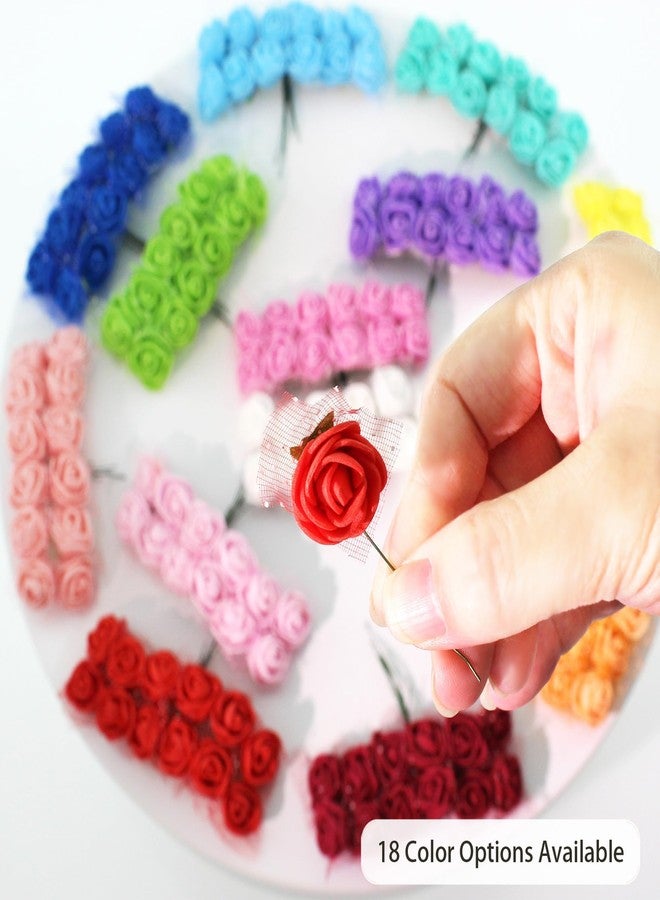 Vignor 1000 Pcs 0.6 Inch Mini Fake Rose Head with Gauze Small Foam Artificial Flowers Bulk for Floral Arrangement Bouquet Wreath Hair Clip Party Decoration DIY Craft (7-Color Assorted Pack) - Image 4