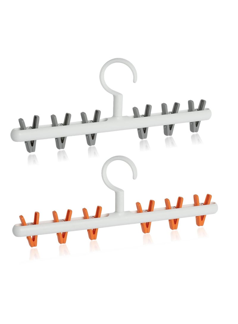 SYOSI 2 Pack Windproof Sock Clips Hanger, Clothes Sock Underwear Clips Space Saving Windproof Drying Racks with 360° Swivel Hook and Strong ClipsClothespins for Home Travel - Image 1