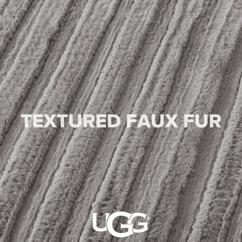 UGG Kenzie Full/Queen Comforter Set with 2 Pillow Shams Plush Faux Fur Bedding Soft Warm Down Alternative Comforter Washable Hypoallergenic Fluffy Blanket Set for Bedroom, Full/Queen Size, Seal - Image 4