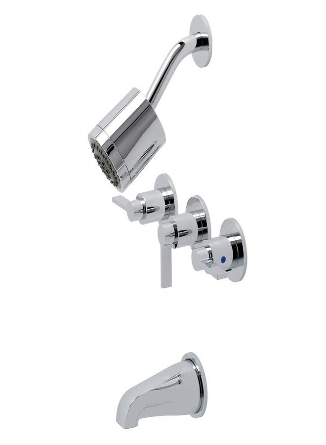 كينغ ستون براس صنبور حوض استحمام ودش من Kingston Brass KBX8131NDL بطول 5 بوصات من NuvoFusion بثلاثة مقابض، مطلي بالكروم المصقول - Image 1