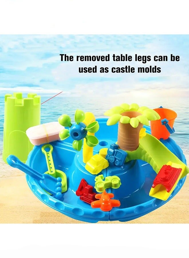 DURKU 22 Piece Sand and Water Table Set with Abundant Accessories, Vibrant Beach Toy, Interactive Parent-Child Toys, Simple Assembly, Ideal for Indoor, Outdoor, and Beach Use, Top Sand Toys for Children - Image 3