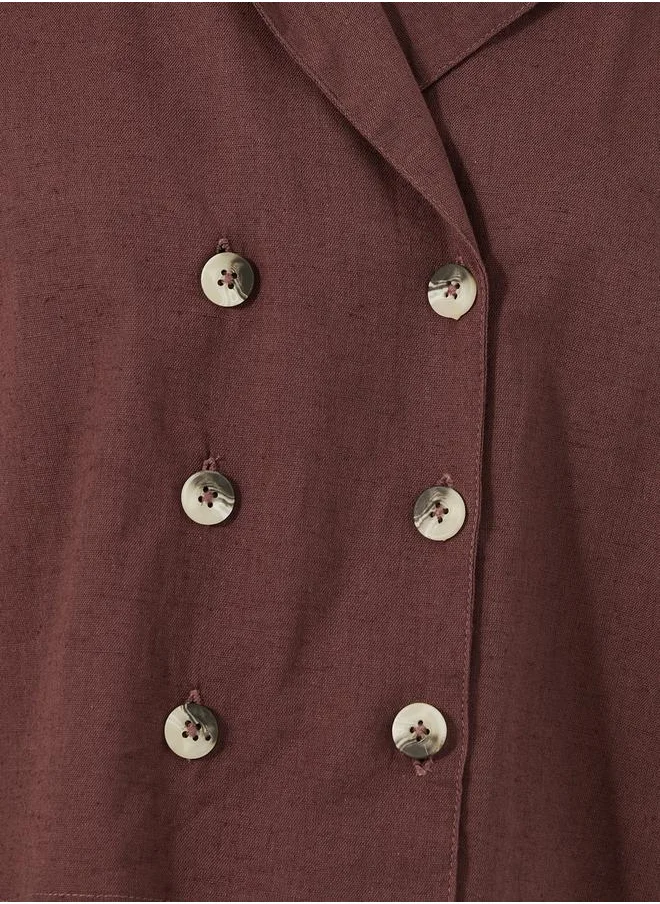 ستايلي Solid Cropped Button-Down Short Sleeve Blouse