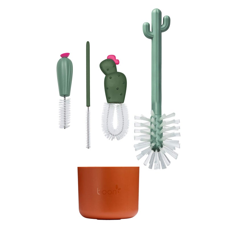 Boon Cacti Bottle Cleaning Brush Set, Terracotta , 4 Piece Set - Image 2