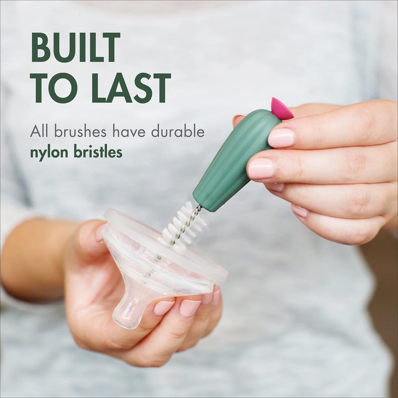 Boon Cacti Bottle Cleaning Brush Set, Terracotta , 4 Piece Set - Image 5