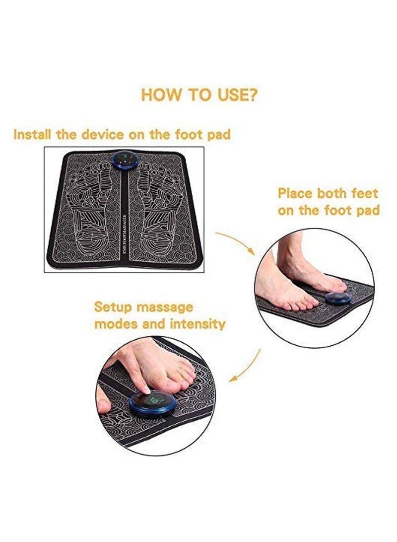 EMS Feet Massage, Foot Massager for Blood Circulation Muscle Pain Relief, USB Rechargeable Folding Portable Electric Massage Mat with 9 Intensity Levels - Image 2