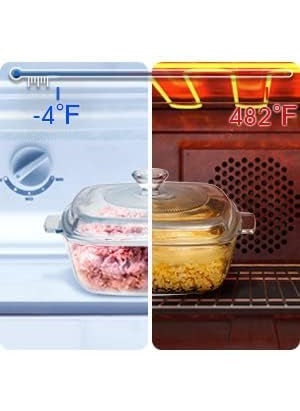 Yaksom Square Glass Casserole Dish Clear Glass Square Casserole Dish with Lid and Handles Covered Bowl for Cooking Baking Serving Microwave Dishwasher and Oven Safe Cookware pake of 1
