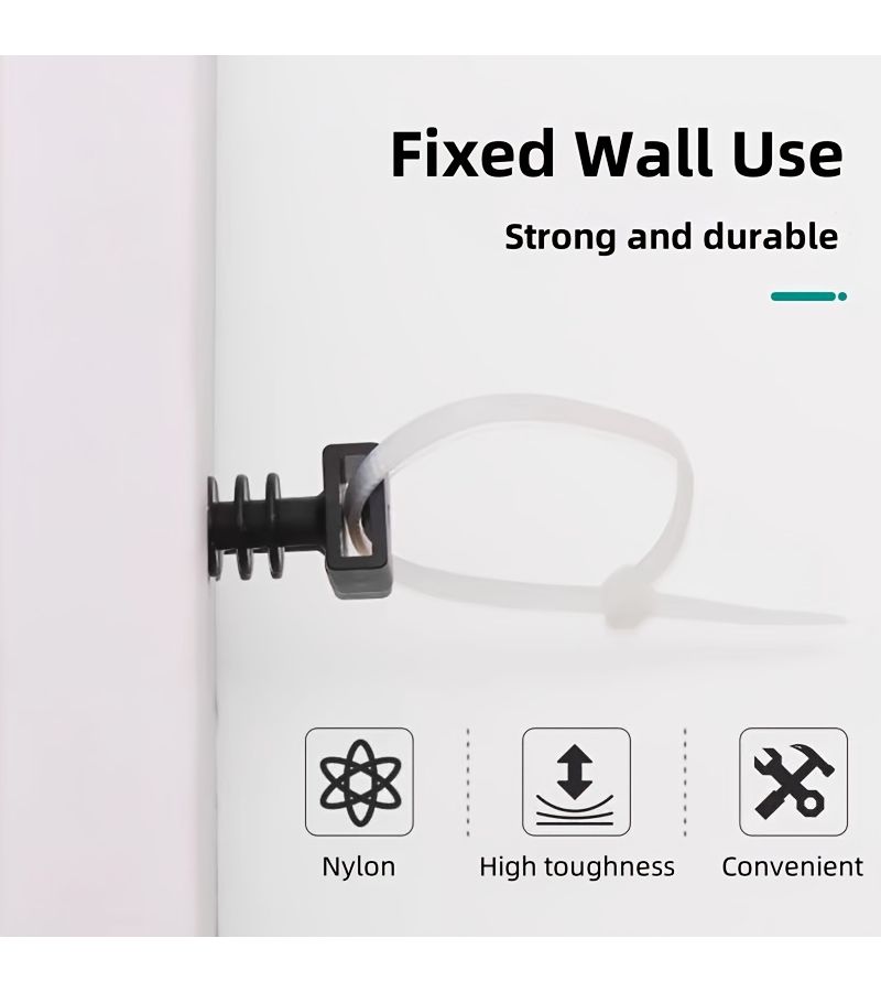 100Pcs Knock In Wall Nylon Cable Tie Mounts Screw Plugs For Cable Management - Image 5