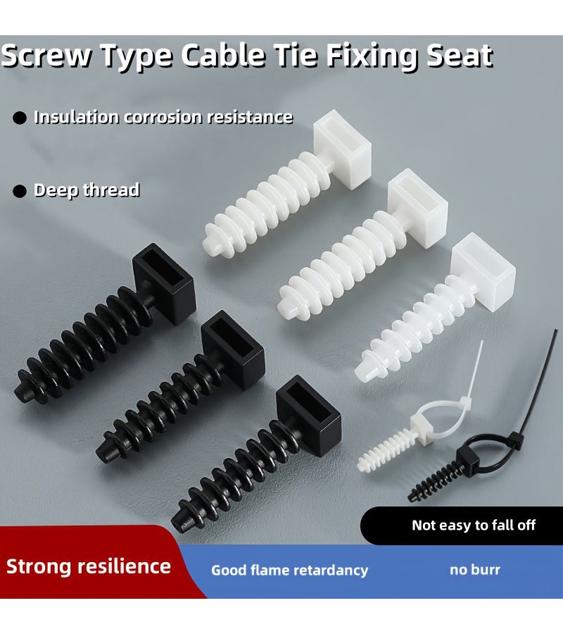 100Pcs Knock In Wall Nylon Cable Tie Mounts Screw Plugs For Cable Management - Image 1