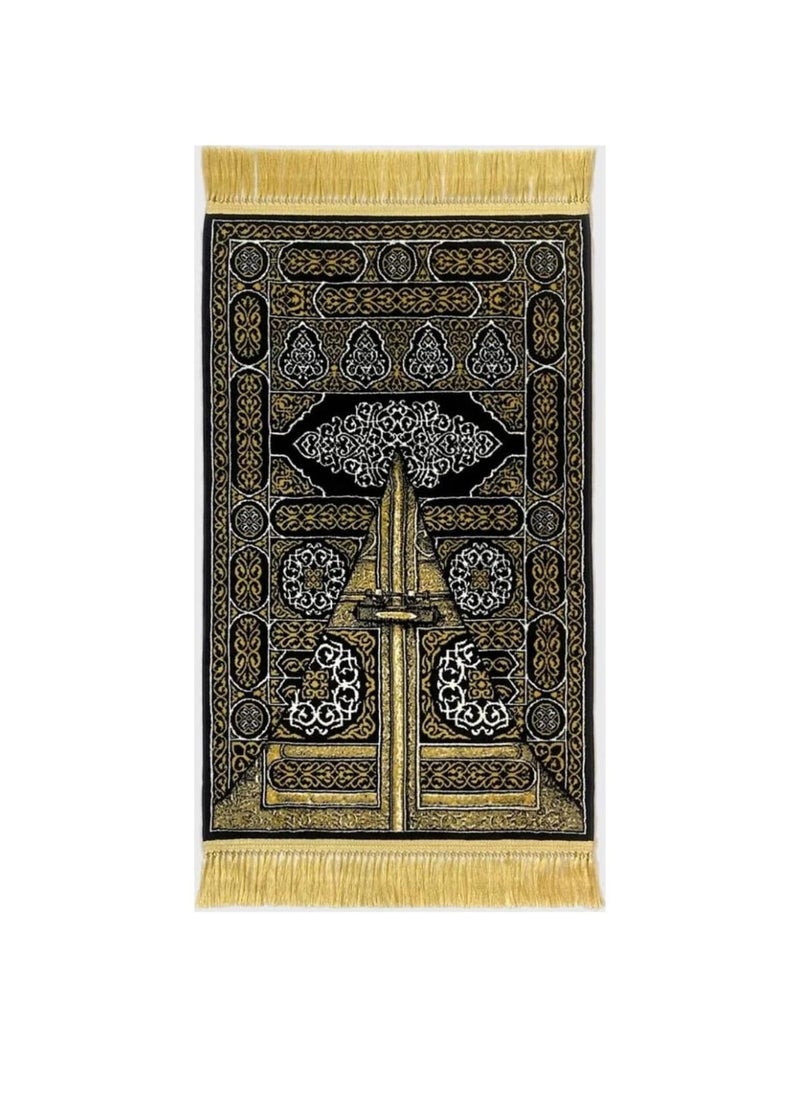متجر سلام سجادة صلاة بتصميم باب الكعبة أسود/ذهبي 70x110سم  - Image 1