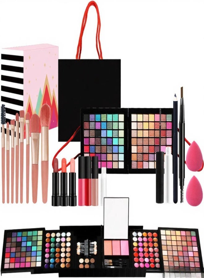 popfeel 177 color eye shadow powder blusher lip gloss repair kit with brush   color   BOX006A - Image 1