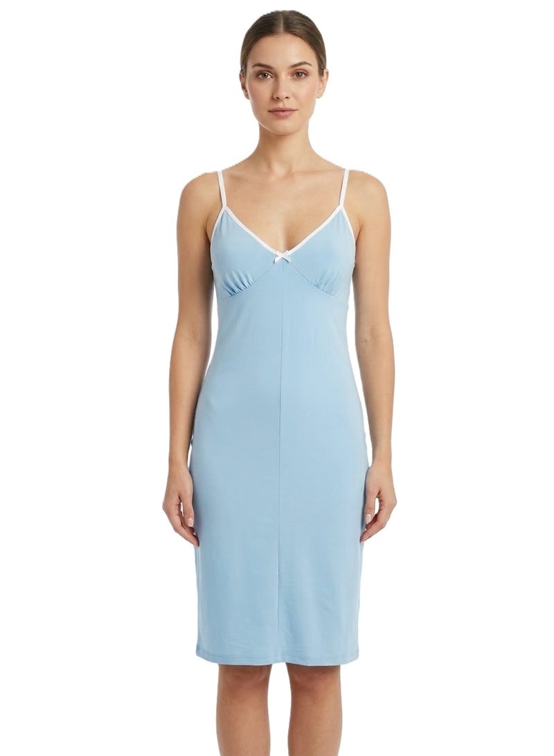 Short summer nightgown for women – with straps – soft cotton