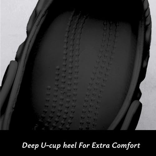 Kraasa Men's Lightweight Classic Clogs, Sandals with Adjustable Back Strap Black UK 6 - Image 5