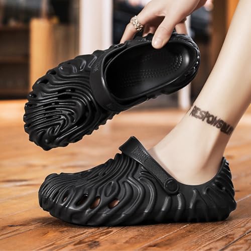 Kraasa Men's Lightweight Classic Clogs, Sandals with Adjustable Back Strap Black UK 6 - Image 2