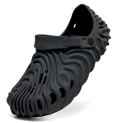 Kraasa Men's Lightweight Classic Clogs, Sandals with Adjustable Back Strap Black UK 6 - Image 1
