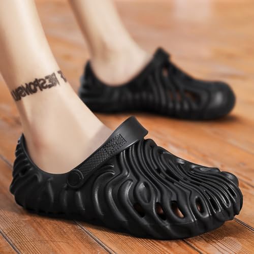 Kraasa Men's Lightweight Classic Clogs, Sandals with Adjustable Back Strap Black UK 6 - Image 3