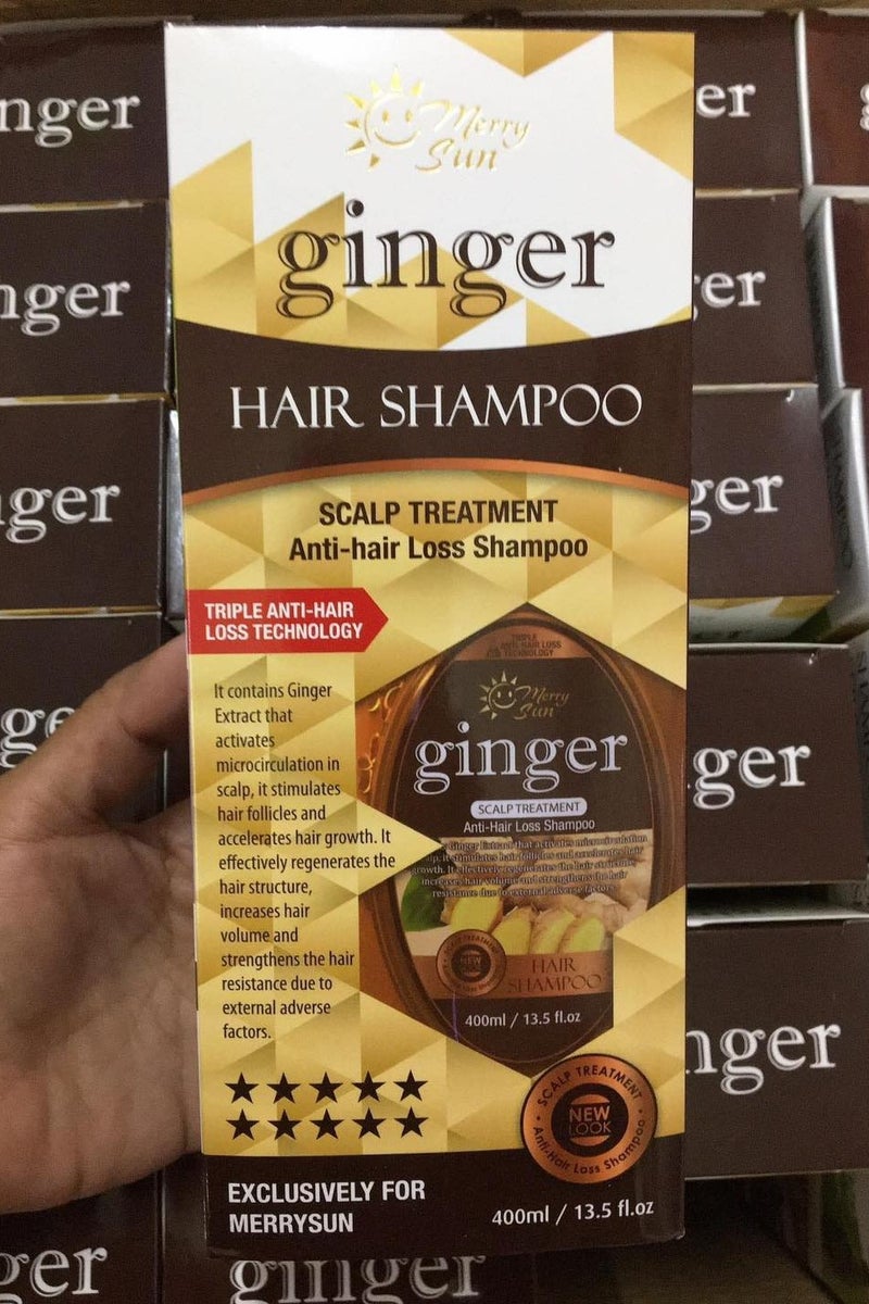 Merry Sun Ginger Hair Shampoo – Scalp Treatment & Anti-Hair Loss Formula (400ml) – Strengthens & Revitalizes Hair