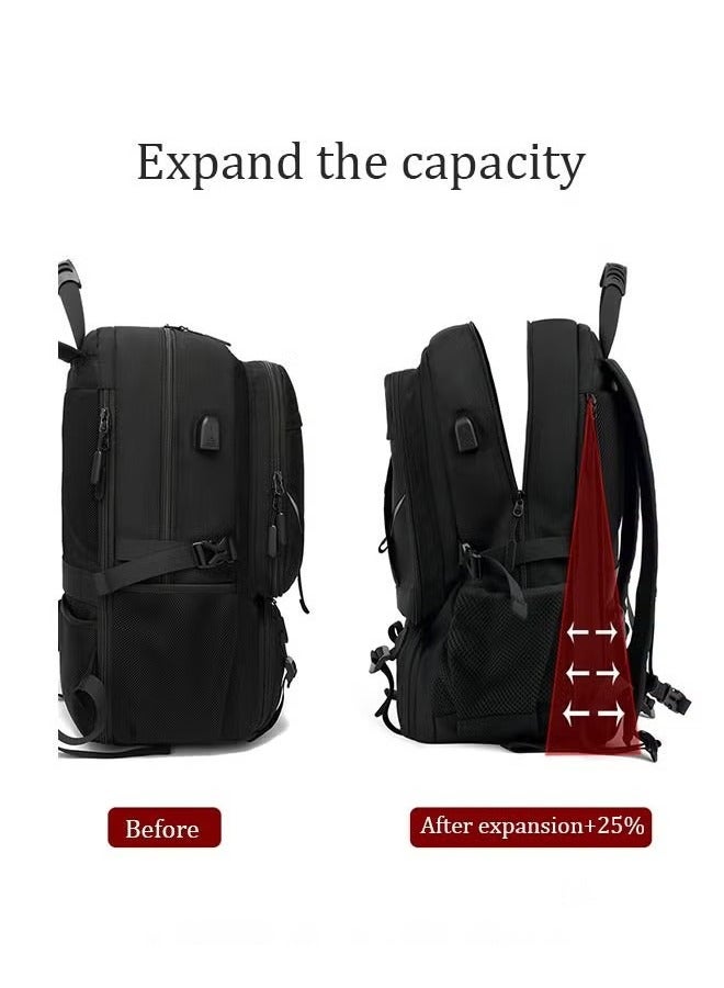 Canway Unisex Independent Shoes Compartment Hiking Backpack 50L Large Capacity Expandable Luggage Bag with USB Port for Sports Travel Outdoor Business Trip Work Black - Image 3