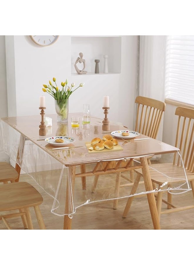 Transparent Tablecloth 220 x 140 cm, Table Film Washable, Waterproof and Oil-Resistant PVC, Prevent Scratching Desktop of Tables and Furniture - Image 1