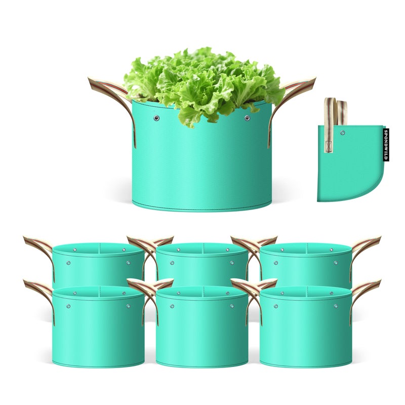 SPONDWILD 7 Pcs 7 Gallon Grow Bags, PE Garden Grow Bags for Plants with Branch-Binding Holes and Bottom Drain Holes, Ideal for Vegetables, Strawberries and Flowers - Image 1