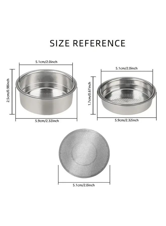51 مم سلة فلتر إسبرسو مزدوجة الجدار مضغوطة 2 قطعة مع 1 شاشة كعكة - Image 4