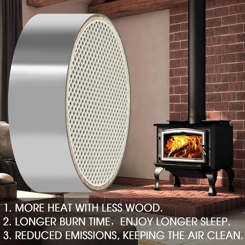 CLLOMAGY Hearth Wood Stove Catalytic Combustor for Dutchwest Parts-2460 2461 2462 Englander Dovre,6"x2" Ceramic Wood Stove Catalytic Converter for Longer Burn Time Save 1/3 Firewood Activate Higher Temp - Image 4
