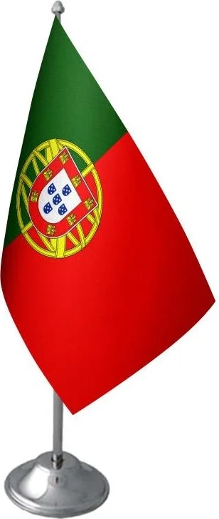 Saturndesign Table Top Portugal Flag Chrome Pole Table Flag Set