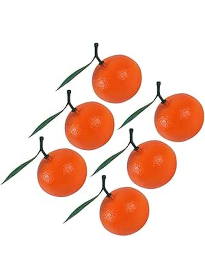 6Pcs Realistic Artificial Orange Leaves Faux Fruits Decor For Home Kitchen Party Event - Image 1