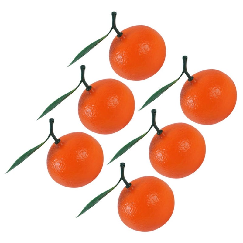 6Pcs Realistic Artificial Orange Leaves Faux Fruits Decor For Home Kitchen Party Event - Image 2