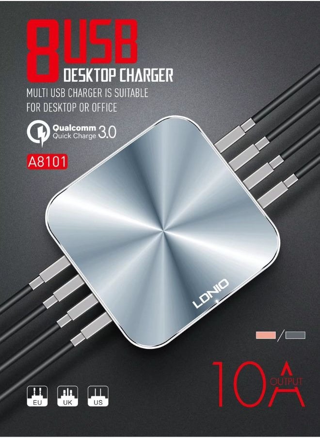 LDNIO 50W Fast charing 8 USB QC3.0 Ports 10A desktop quick charger  - Image 1