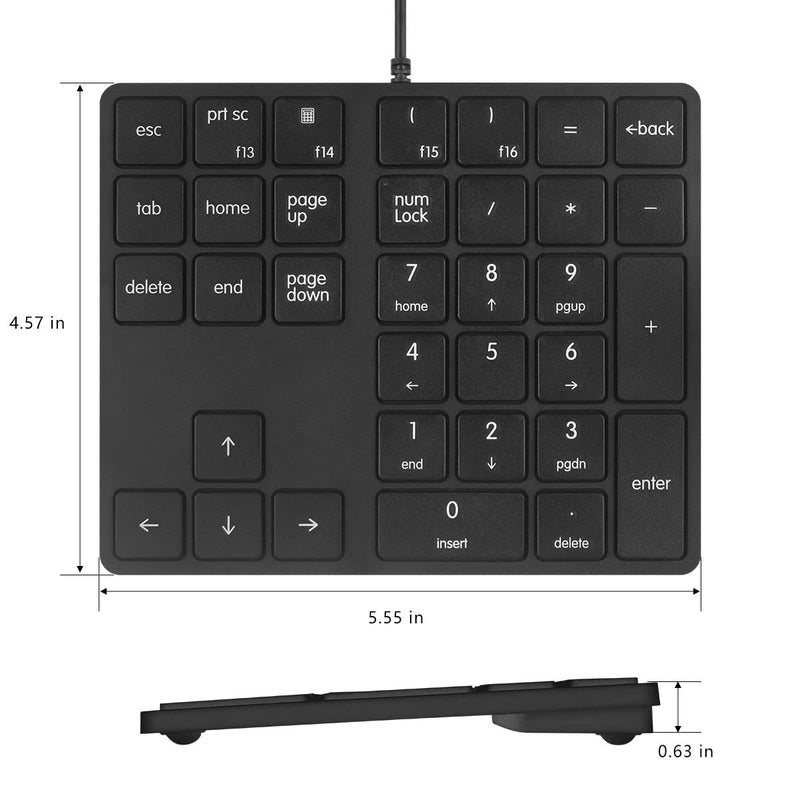 Merdia Numeric Keypads Wired Numpad 34 Keys External Mini Slim Keyboard Magic Force for Financial Cashier Securities-Black| Laptop Accessories | Num Pad | Number keypad for Laptop | Work Keyboard - Image 2